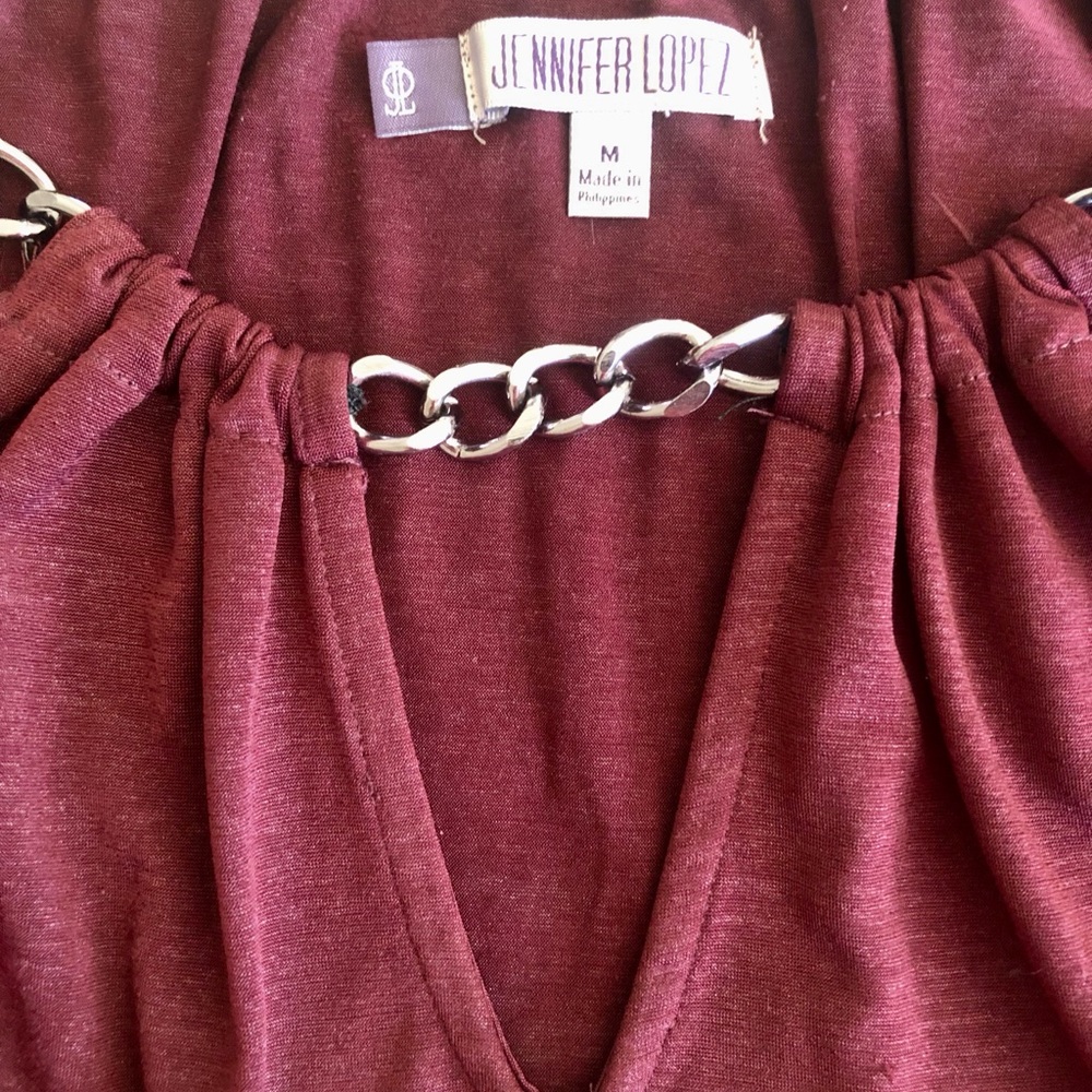 Jennifer Lopez size M long sleeve burgundy blouse